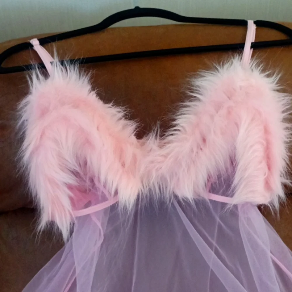 Vintage Fredrick's of Hollywood Type Fembot Pink Lingerie Babydoll - Picture 3 of 6